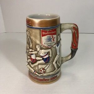LA Budweiser Olympic Beer Stein Ceramarte 1984 Los Angeles Olympics   B7